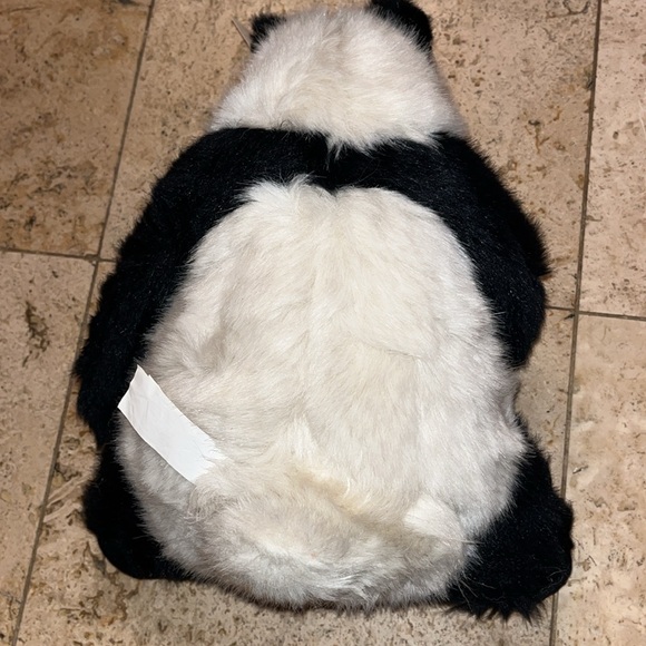 NEW PANDA fur BEAR REALISTIC Animal Kingdom 13”sitting Plush Stuffed Animal RARE - Picture 9 of 14